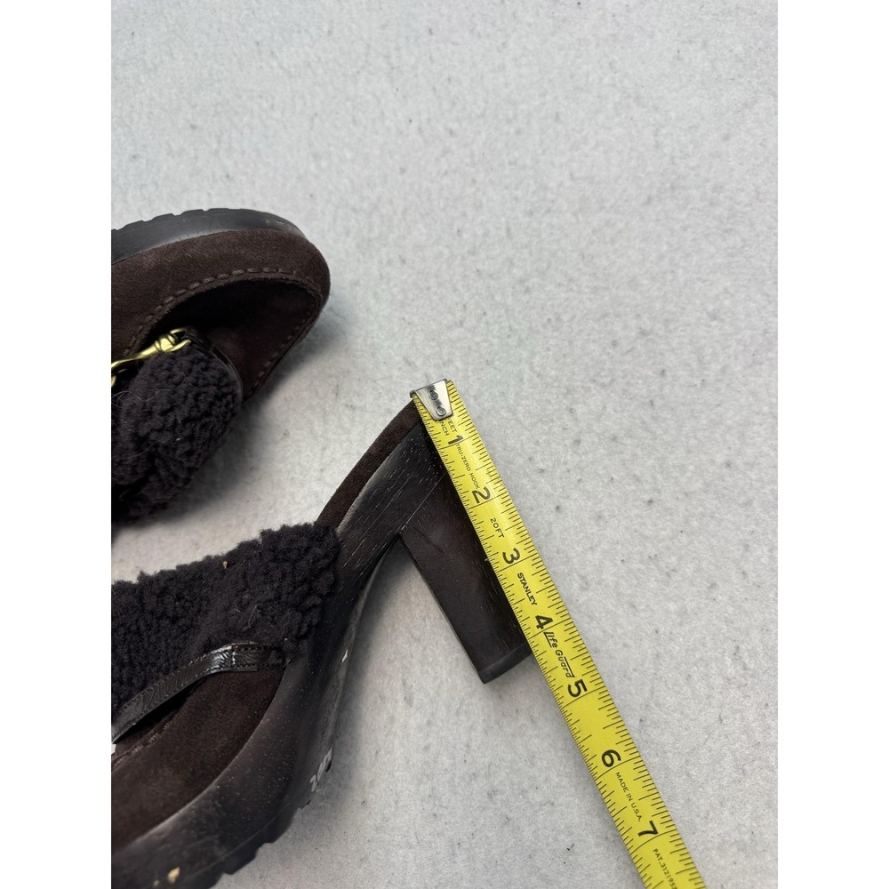 Coach Idyle Mule Clog Block Heel Women's Size 6.5 Brown Suede Faux Fur Lined - Picture 7 of 9